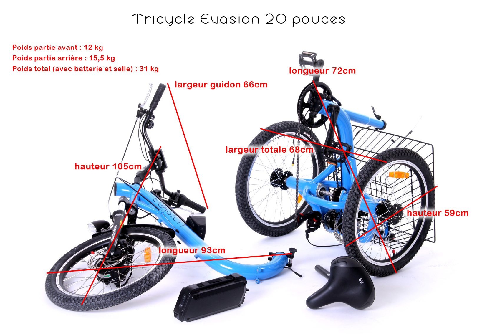 Tricycle adulte démontable "Transport Facile" version 24"