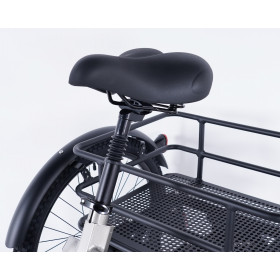 Vélo à trois roues électrique panier courses et antivol de cadre