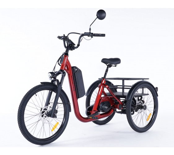Tricycle électrique pour senior avec panier arrière grande capacité