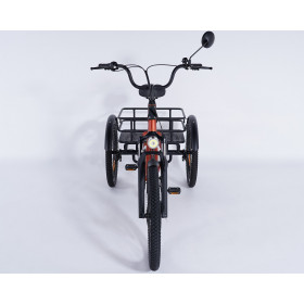 Tricycle adulte non électrique Damius ESSENTIEL coloris orange métallisé vue de face