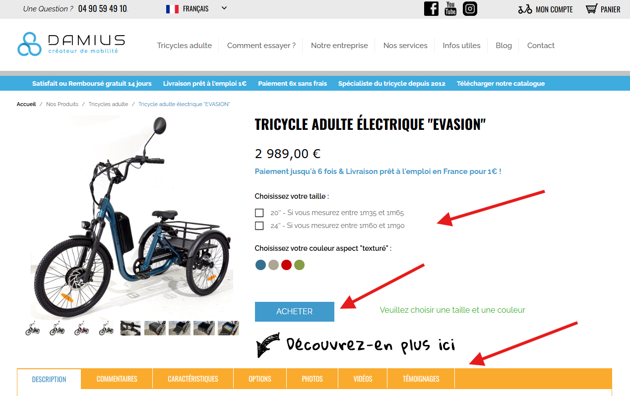 Acheter un tricycle adulte électrique Damius Acheter un tricycle adulte électrique Damius