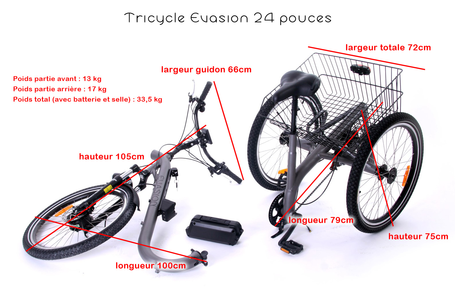 Tricycle adulte démontable "Transport Facile" version 24"