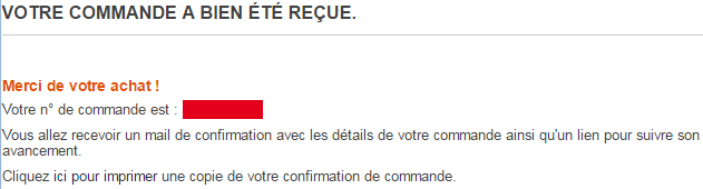 confirmation de commande