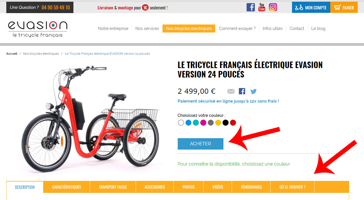 Acheter un tricycle adulte Evasion