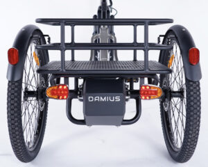 Tricycle électrique Damius EVASION feux arrière clignotants + klaxon intégré Tricycle électrique Damius EVASION feux arrière clignotants + klaxon intégré