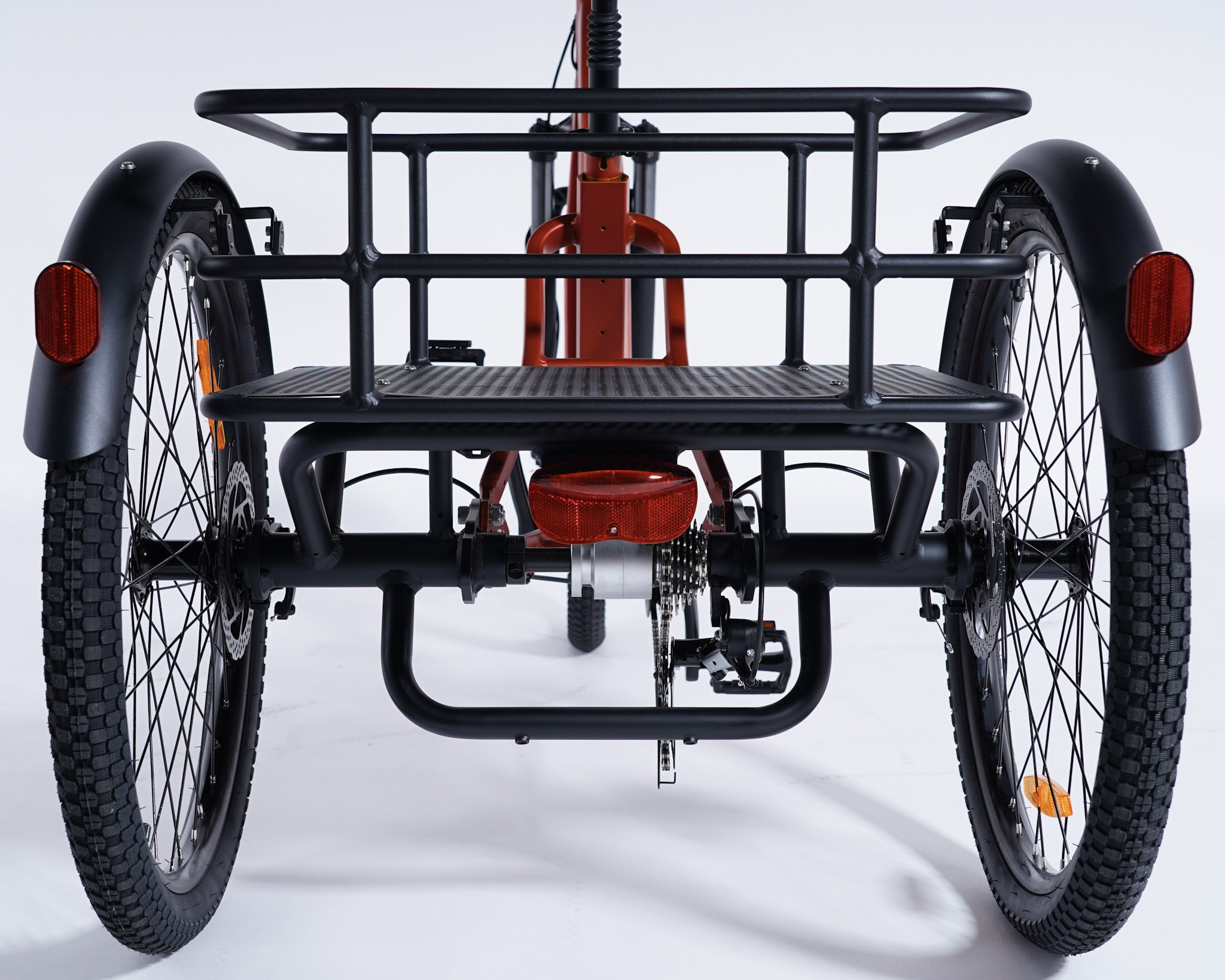 Tricycle adulte Damius ESSENTIEL orange métallisé avec réflecteurs et catadioptres