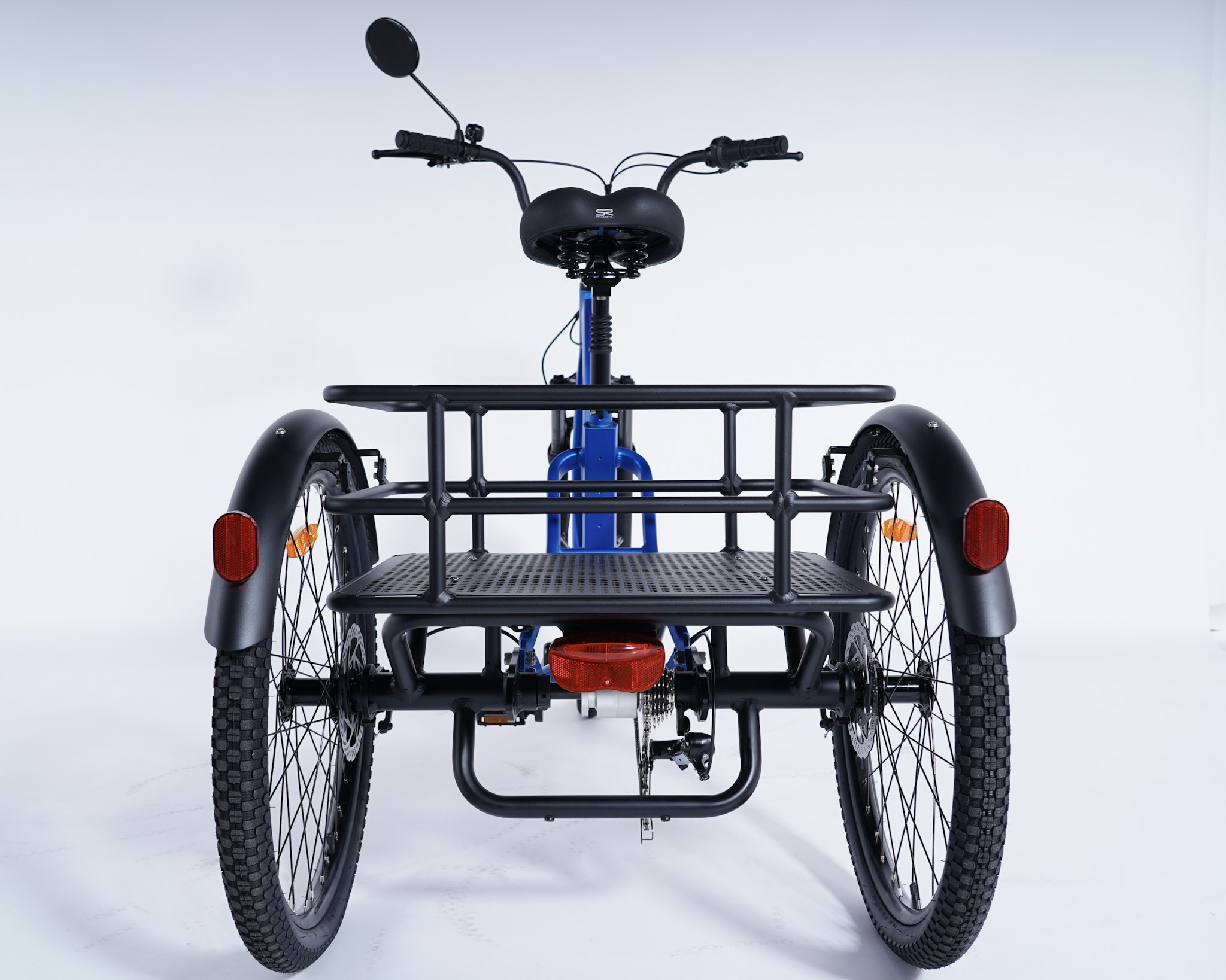 Tricycle adulte Damius ESSENTIEL vue arrière panier et réflecteur de sécurité