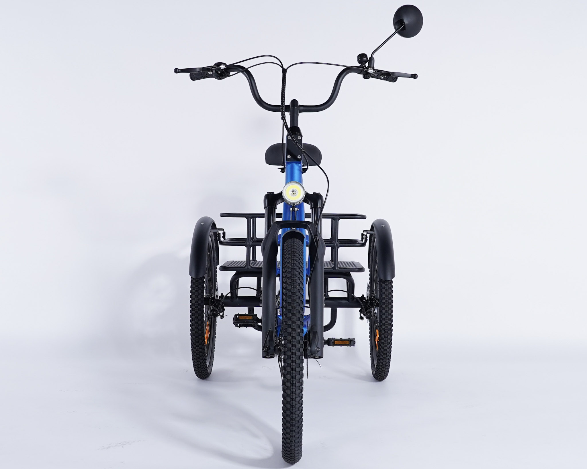 Tricycle adulte non électrique Damius ESSENTIEL bleu métallisé vue de face