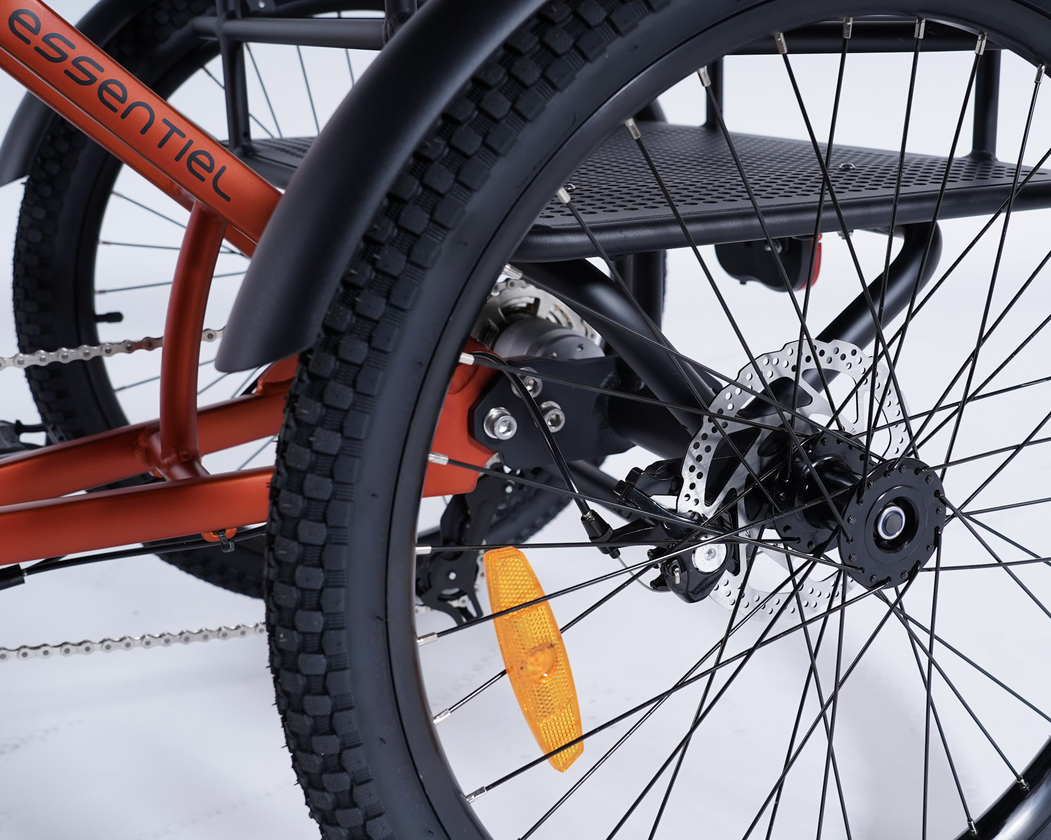 Tricycle adulte non électrique Damius ESSENTIEL orange métallisé pneus tout chemin