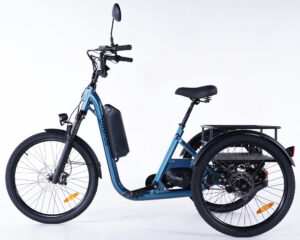 V&eacute;lo &agrave; trois roues &eacute;lectrique Damius EVASION bleu m&eacute;tallis&eacute;