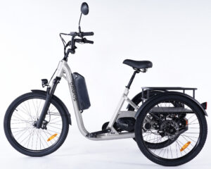 Tricycle &eacute;lectrique adulte Damius EVASION gris l&eacute;gerement champagne