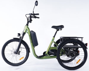 Tricycle trois roues &eacute;lectrique Damius EVASION vert m&eacute;talis&eacute;