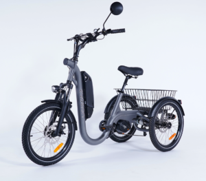 Tricycle adulte &eacute;lectrique Damius EVASION 95 Nm profil lat&eacute;ral gris