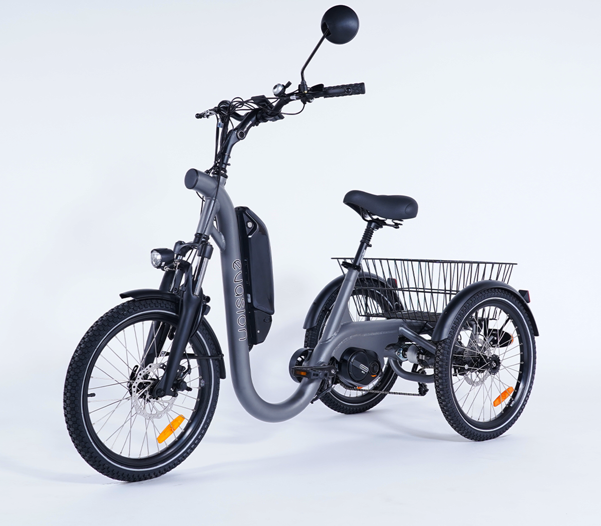Tricycle adulte électrique Damius EVASION 95 Nm profil latéral gris
