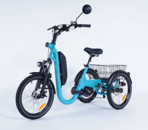 Tricycle électrique Damius EVASION 95 Nm turquoise avec panier arrière