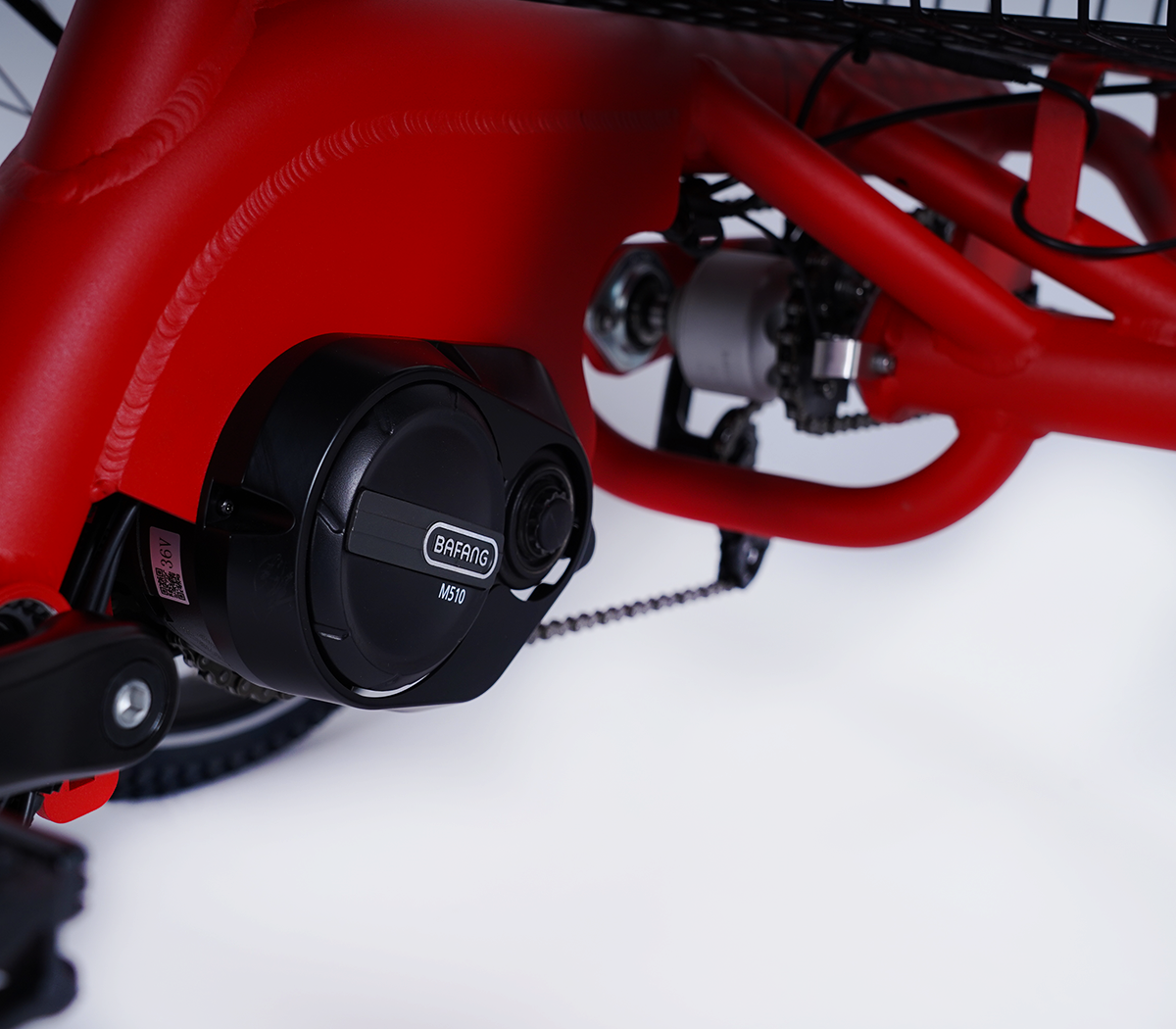 Tricycle Damius EVASION 95 Nm gros plan moteur pédalier Bafang M510