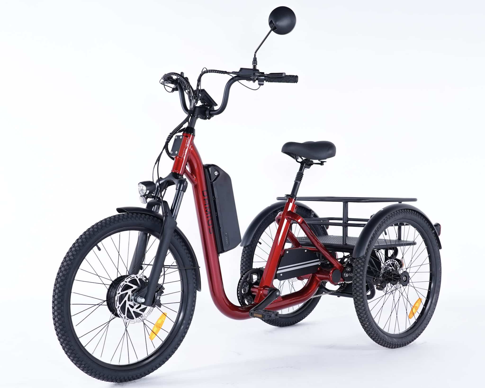 V&eacute;lo &agrave; trois roues &eacute;lectrique Damius EVASION rouge m&eacute;tallis&eacute;